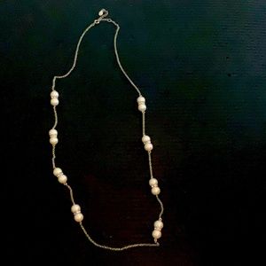Ann Taylor silver and pearl long necklace